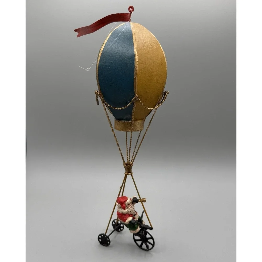Santa Claus Bicycle Hot Air Ballon Metal Christmas Ornament 13